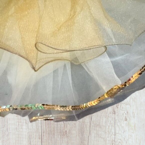 CURTAIN CALL Turquoise Aqua Velvet Lace Gold Tulle Dance Recital Costume CXS - Picture 3 of 6